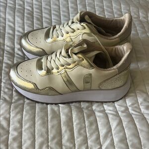 Michael Kors Cream and Gold Sneakers